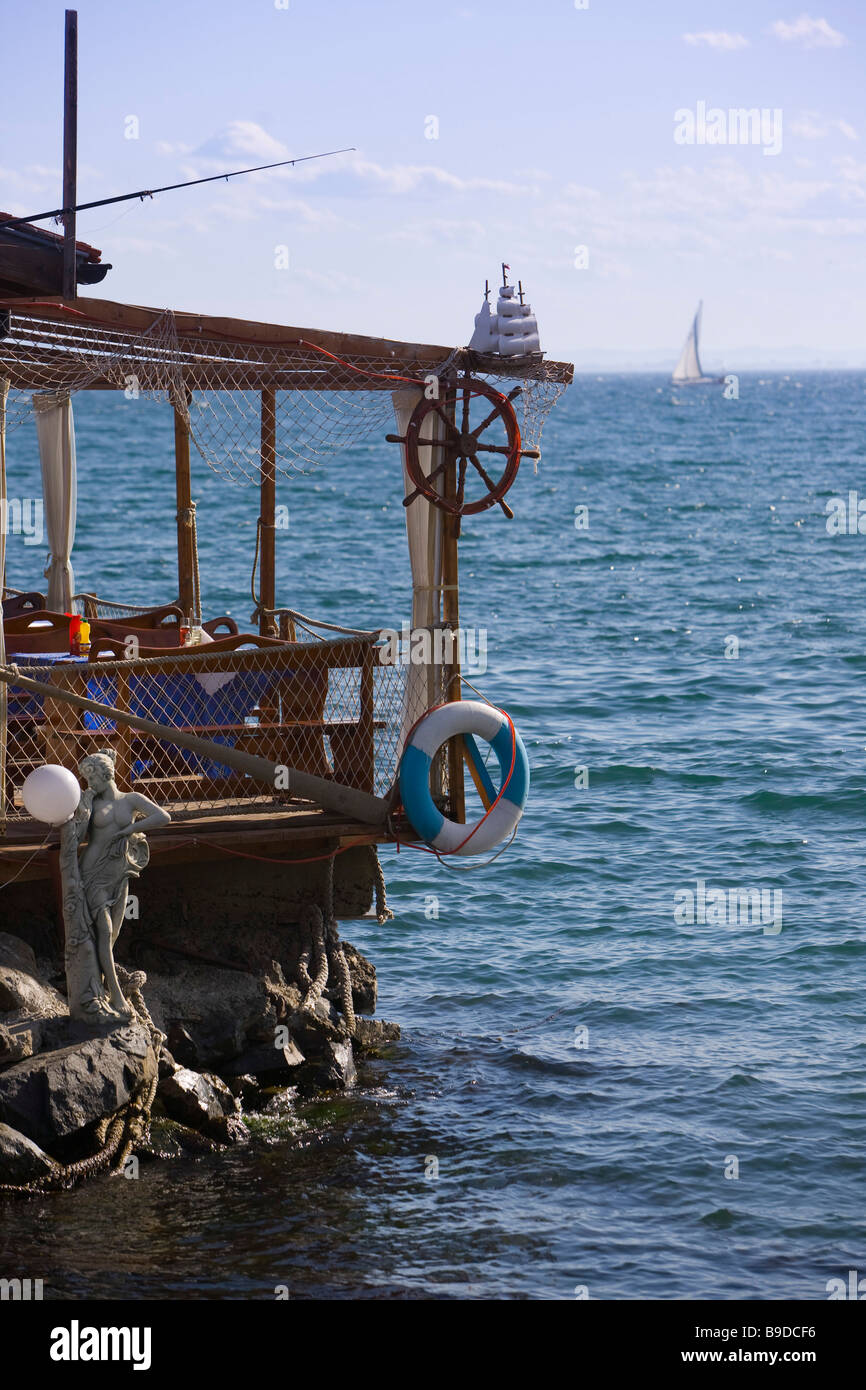 Ristorante Nesebar il litorale del Mar Nero in Bulgaria Foto Stock