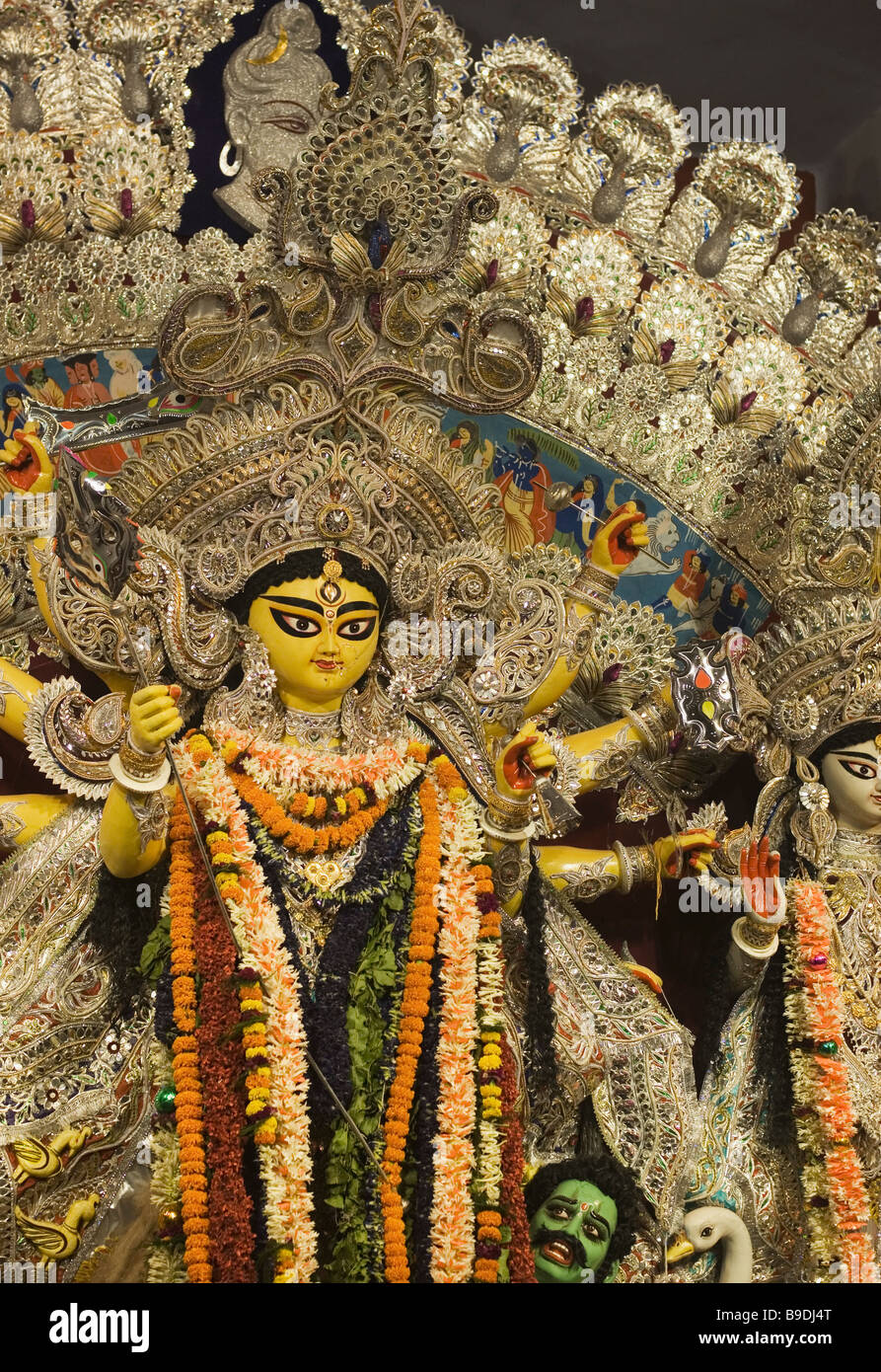 La statua della dea Durga, Calcutta, West Bengal, India Foto Stock