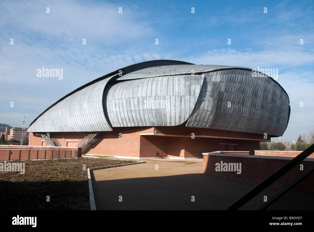 Lo scarabeo forma dell'Auditorium, una delle tre sale da concerto nel Parco della Musica progettato dall'architetto Renzo Piano Foto Stock