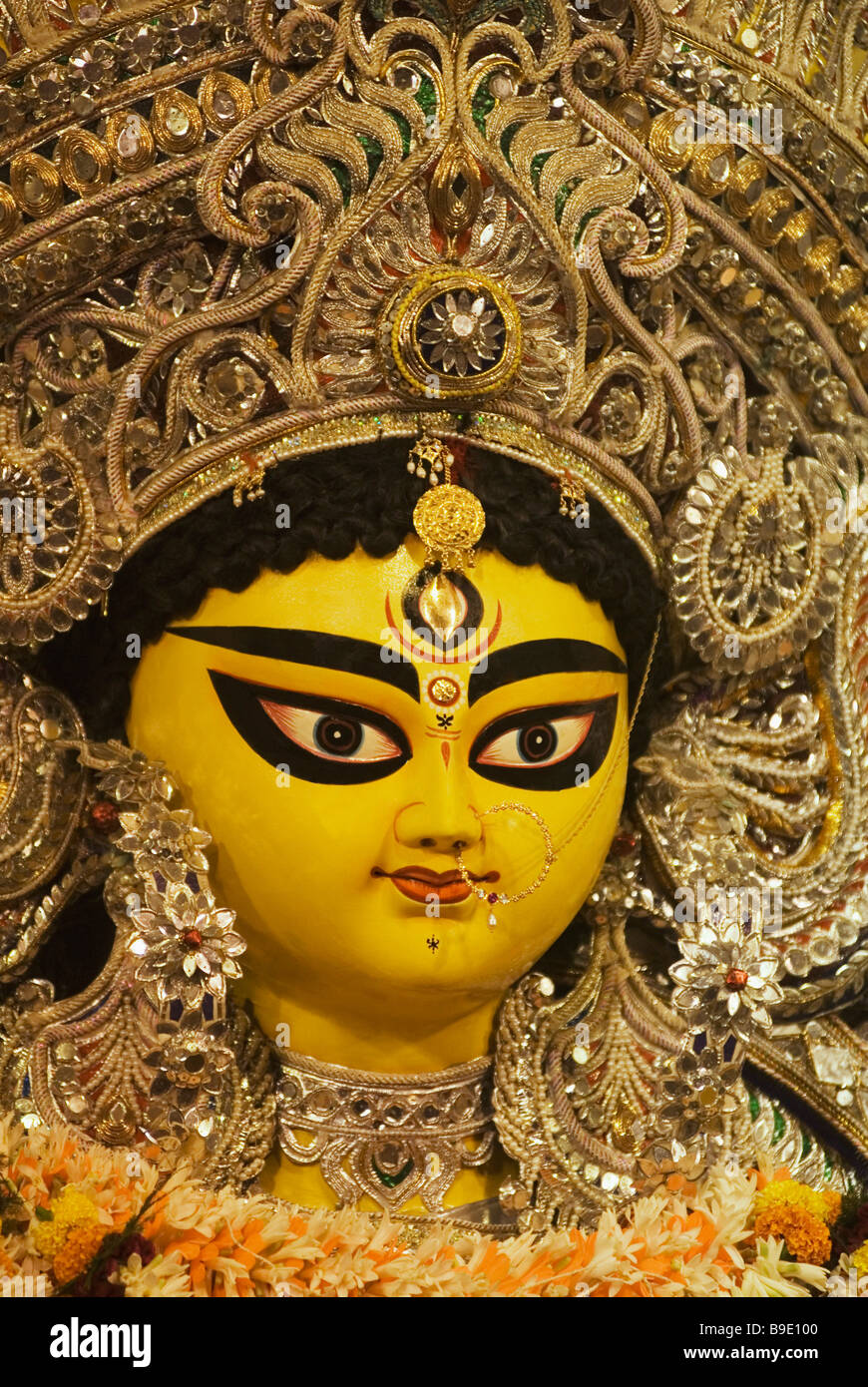 La statua della dea Durga, Calcutta, West Bengal, India Foto Stock