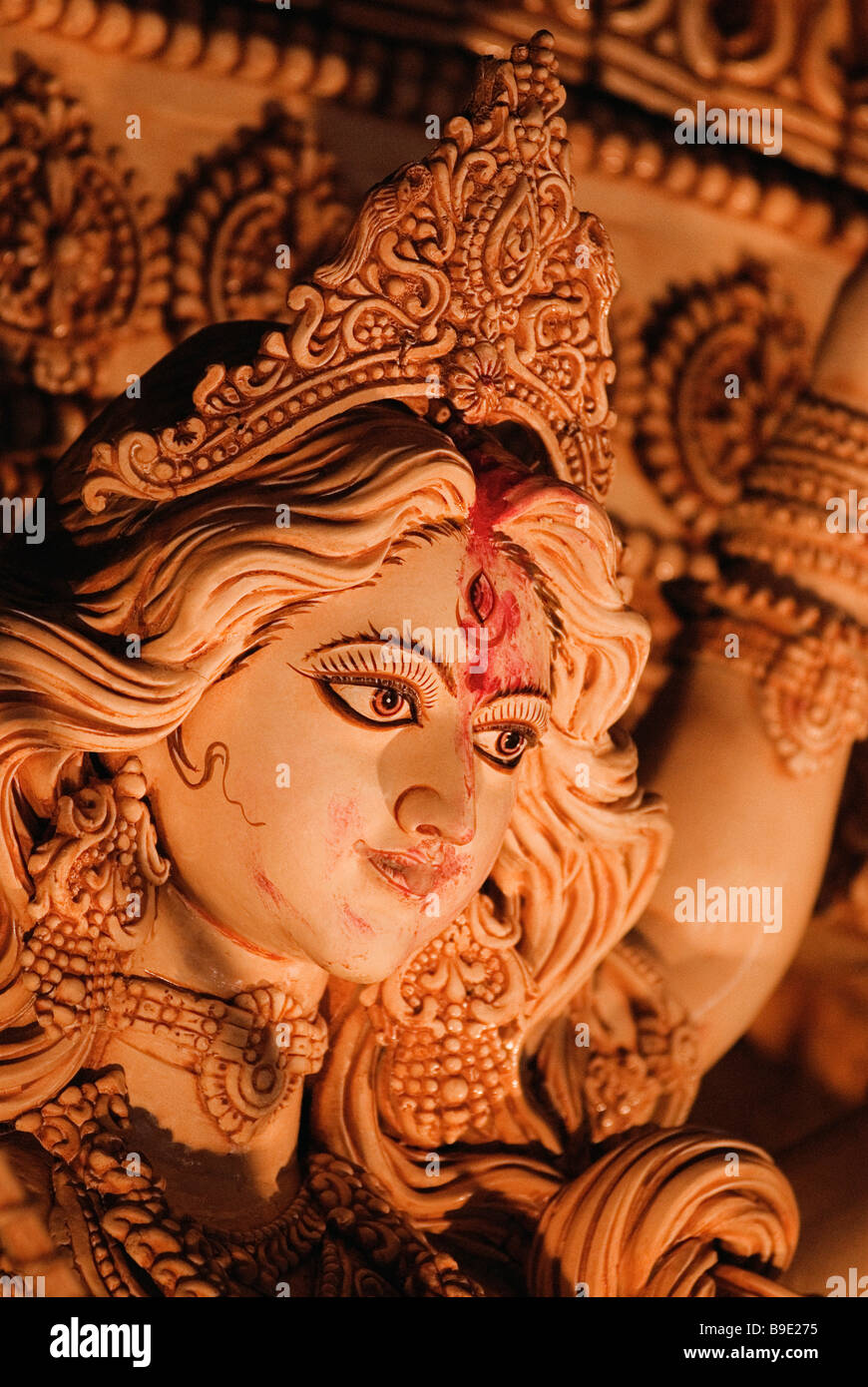 La statua della dea Durga, Calcutta, West Bengal, India Foto Stock