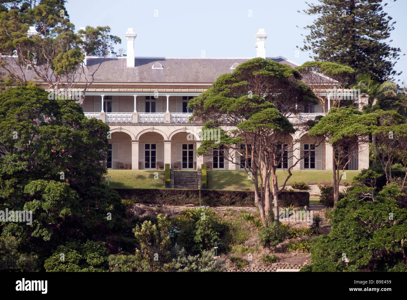 Admiralty House, la residenza ufficiale di Sydney del governatore generale dell'Australia visto da un passaggio Manly Ferry i Foto Stock