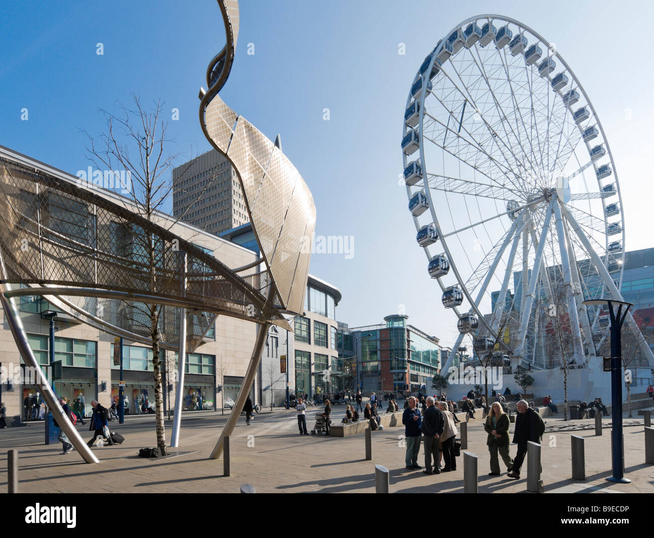 La Manchester Wheel in Exchange Square, Manchester, Inghilterra Foto Stock