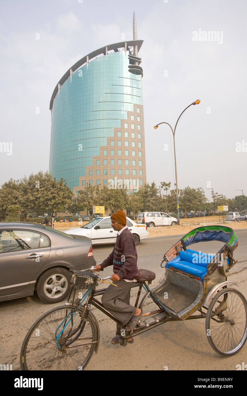 India Gurgaon Tech center 50km da Delhi Rickshaw Foto Stock
