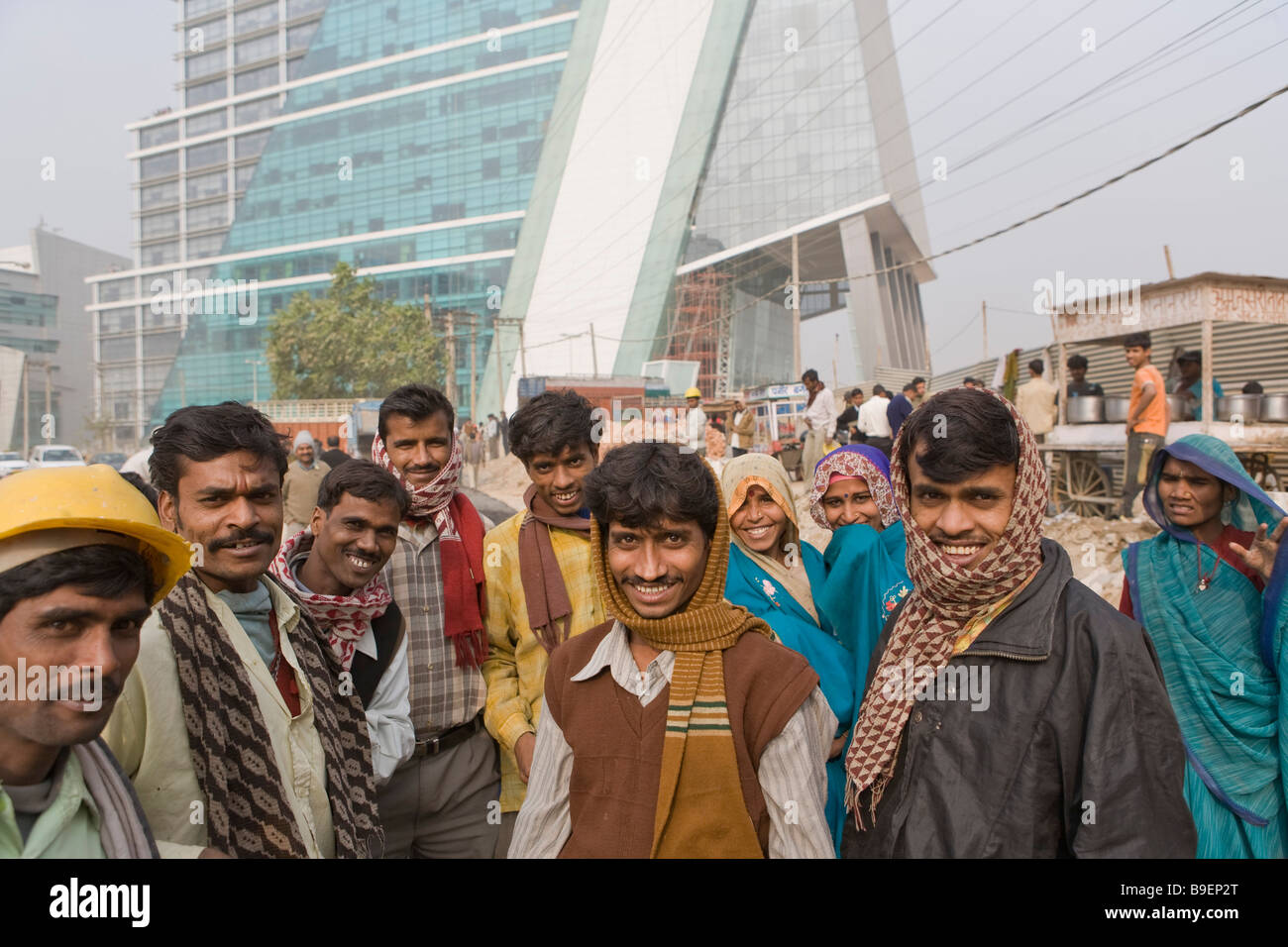 India Gurgaon Tech center 50km da Delhi lavoratori costruzioni Foto Stock