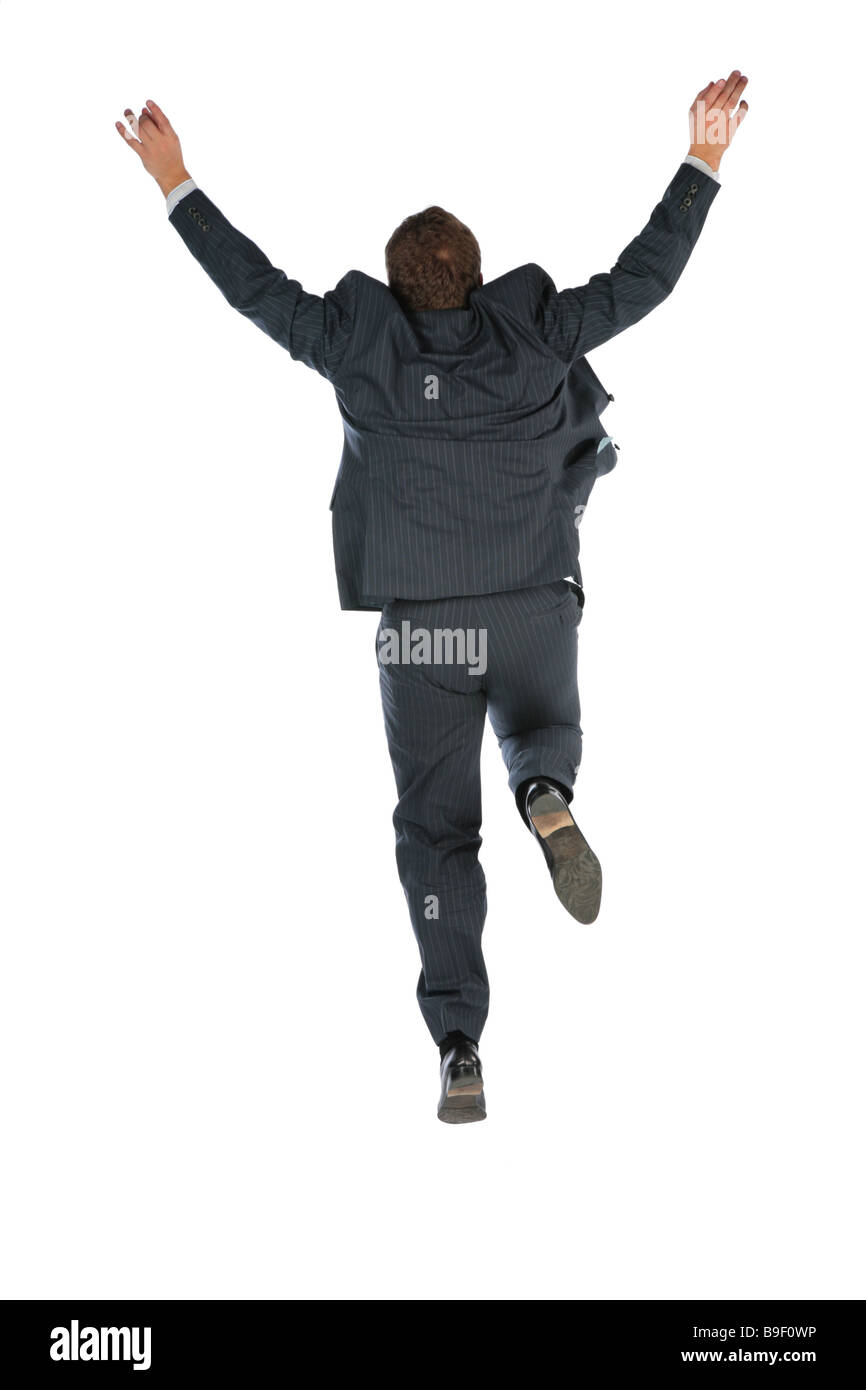 Alle spalle di imprenditore di salto Foto Stock