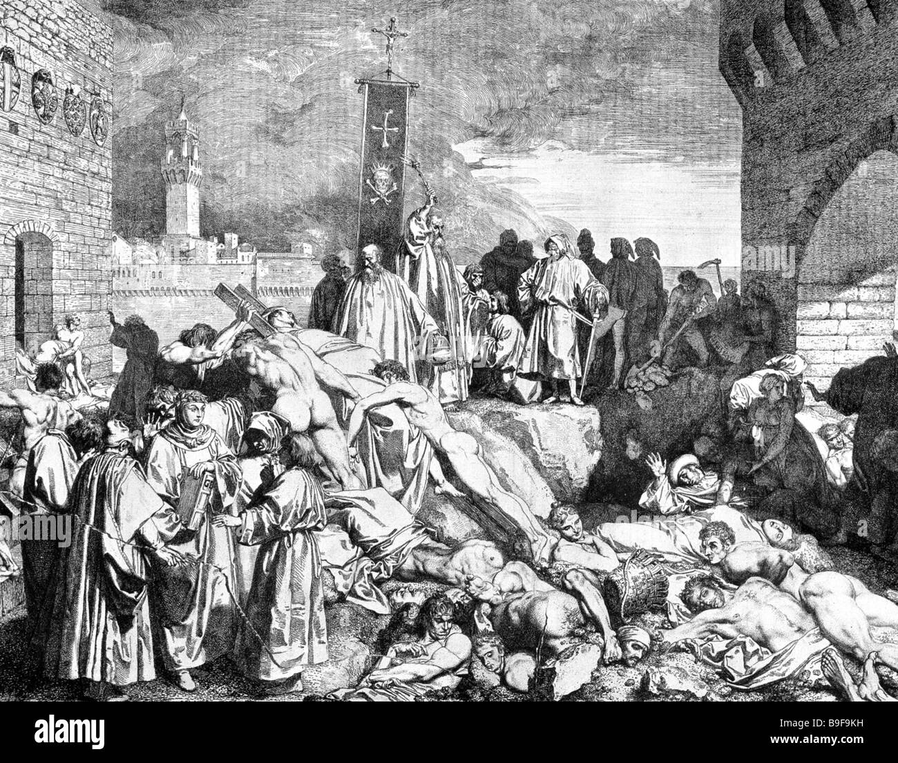 Peste BUBBONICA vittime a Firenze nel 1348 Foto Stock