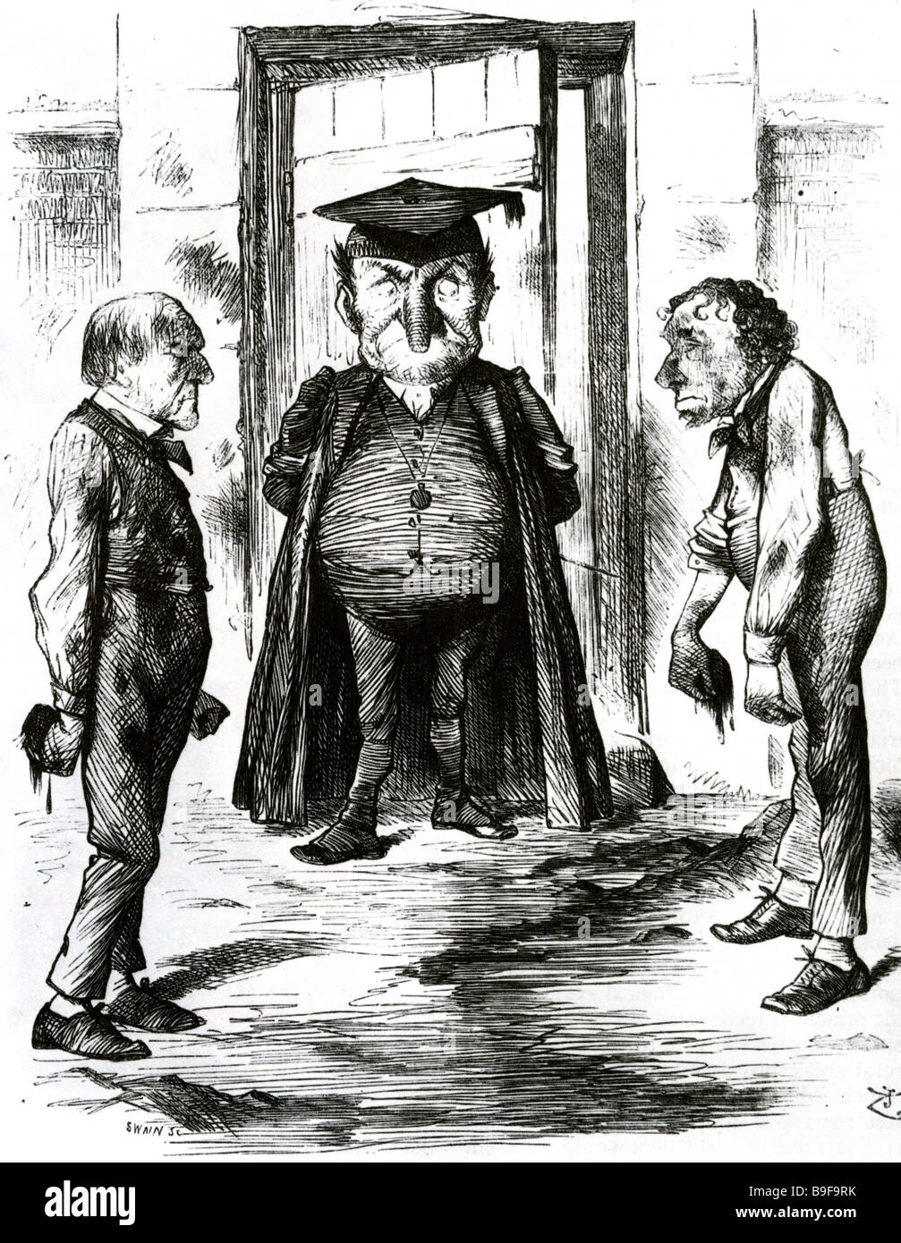 WILLIAM GLADSTONE a sinistra e Benjamin Disrael al diritto di essere rimproverato per la loro rivalità in un punzone cartoon "un cattivo esempio" Foto Stock