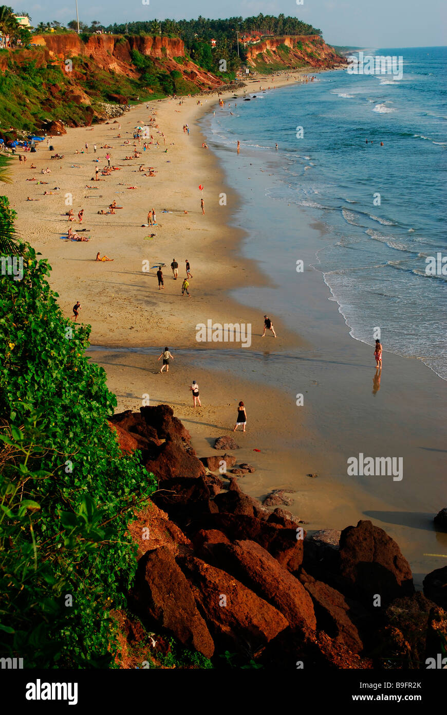 Varkala Beach ; meta turistica internazionale in Kerala, India. È anche noto come papanasam beach. Foto Stock