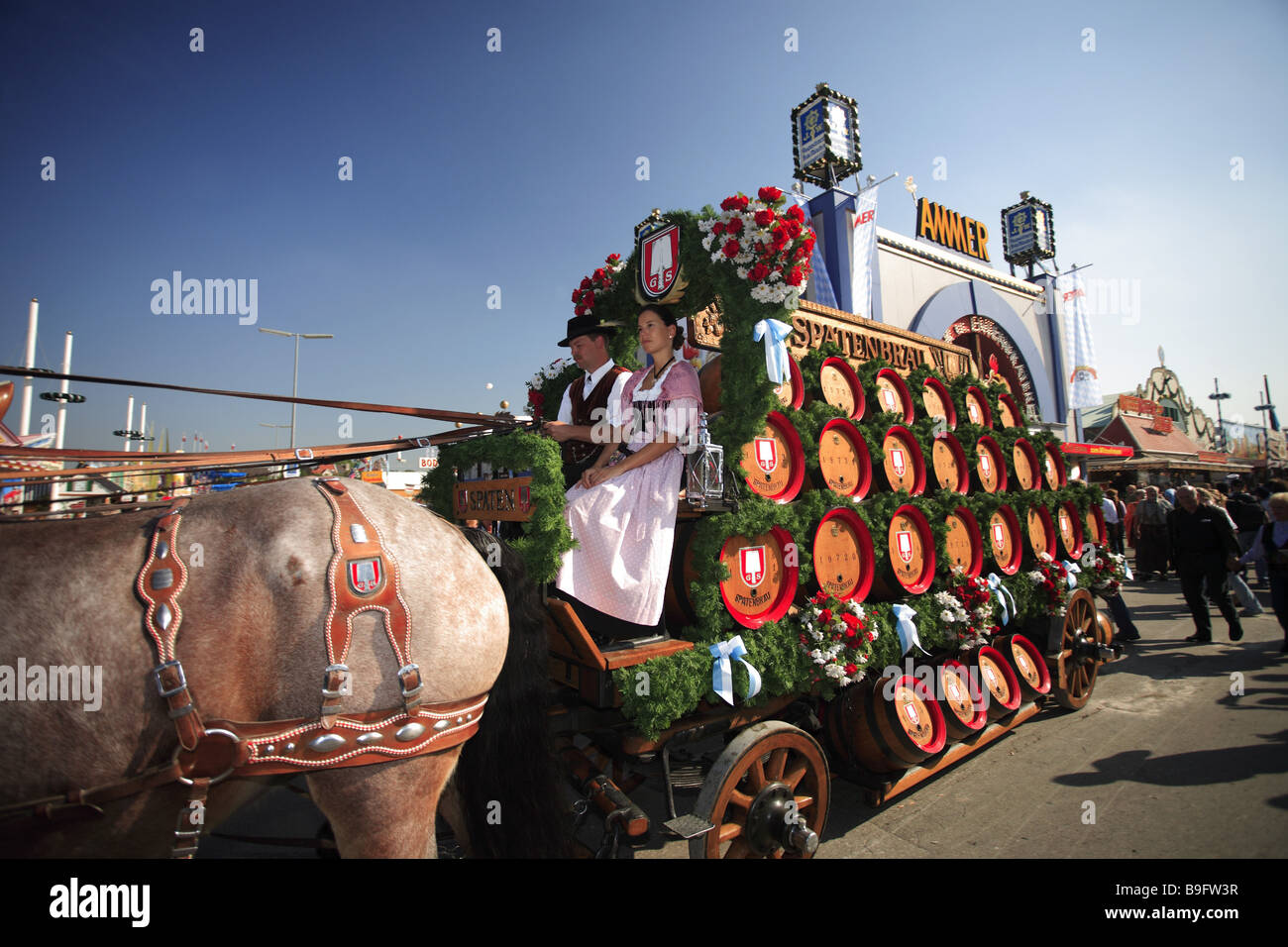 Germania Baviera Monaco di Baviera Oktoberfest processione birreria-team Foto Stock