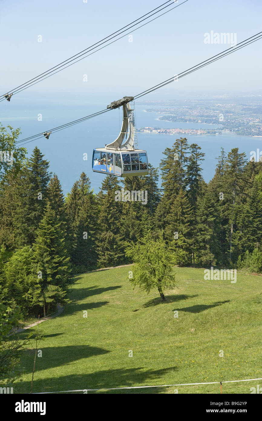 Austria Vorarlberg Bregenz Pfänder ,-railway vista lago di Costanza di montagna delle Alpi depositi gondola del cavo cabina funivia Foto Stock