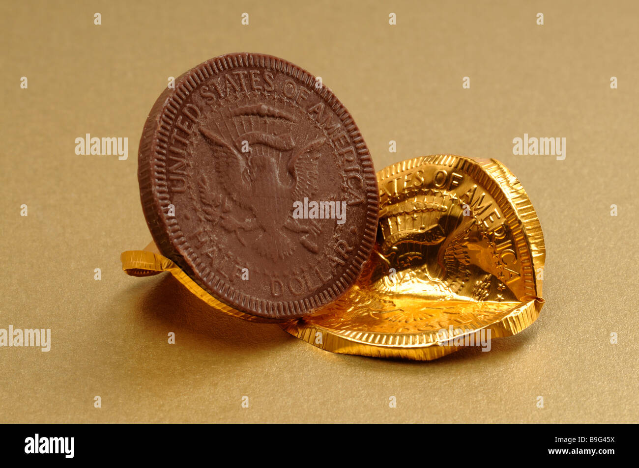 Il cioccolato negli Stati Uniti la metà Dollar coin Foto Stock