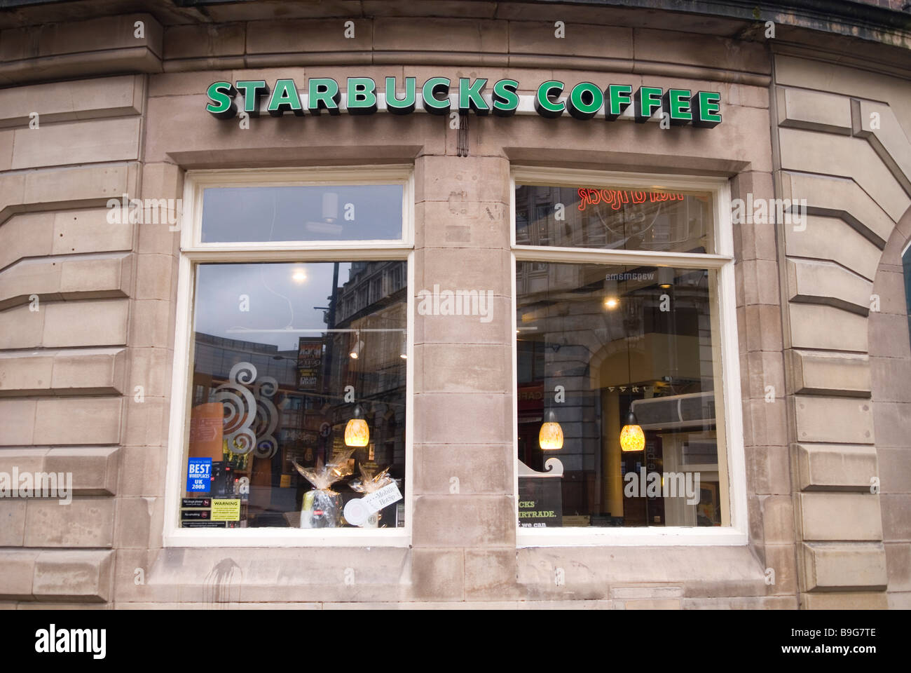 Starbucks Coffee in Manchester City Centre Regno Unito Foto Stock
