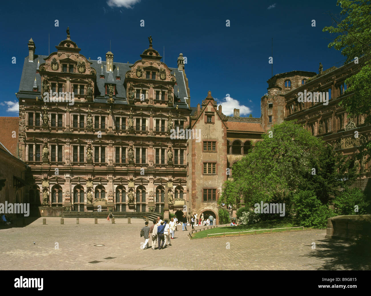 Germania Baden-Württemberg Heidelberg palace Friedrich-costruzione visitatori Neckar-valle Rhine-Neckar Odenwald-circle city Foto Stock