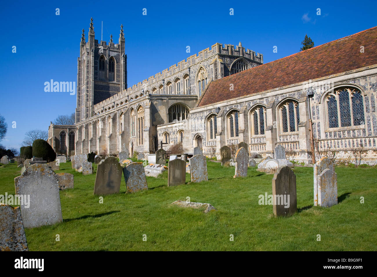Chiesa della Santa Trinità di una delle più belle chiese di lana Suffolk in Inghilterra Foto Stock