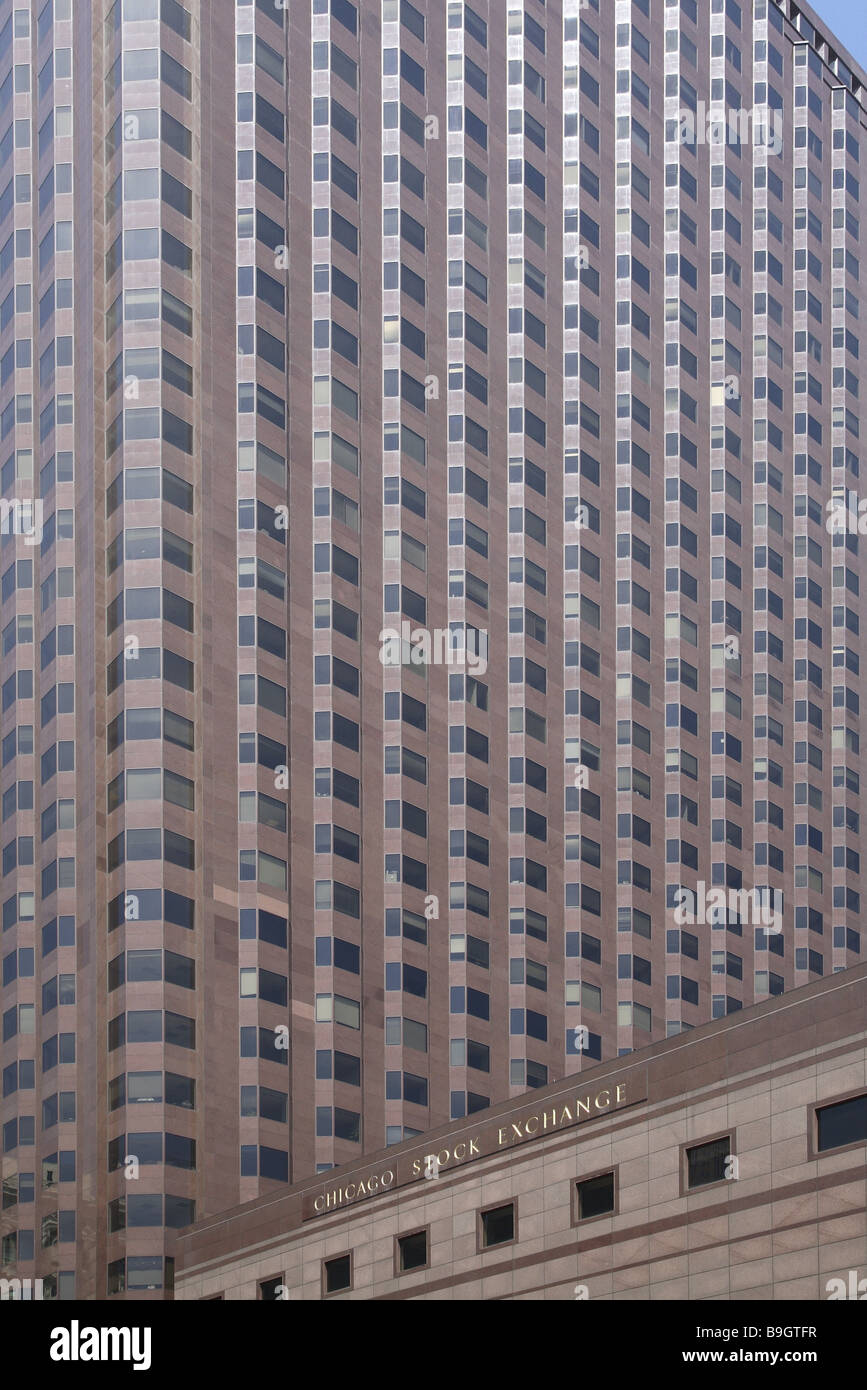 Stati Uniti Illinois borsa di Chicago al di fuori della facciata architettura di dettaglio al di fuori della banca costruzioni di costruzione noto famosa Foto Stock