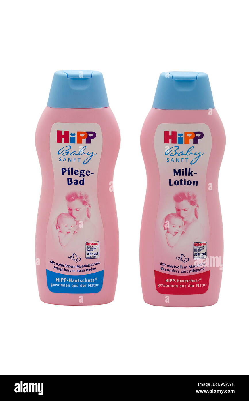 Hipp oil shampoo crema baby organico selezione Mather care jar neonati infanzia contenitore nessuno sano singolo still life studio c Foto Stock