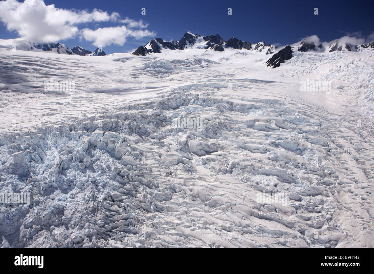 Nuova Zelanda a sud-ovest dell'isola-paese parco nazionale del Ghiacciaio Franz Josef glacier-linguetta dettaglio west coast vista di destinazione Foto Stock