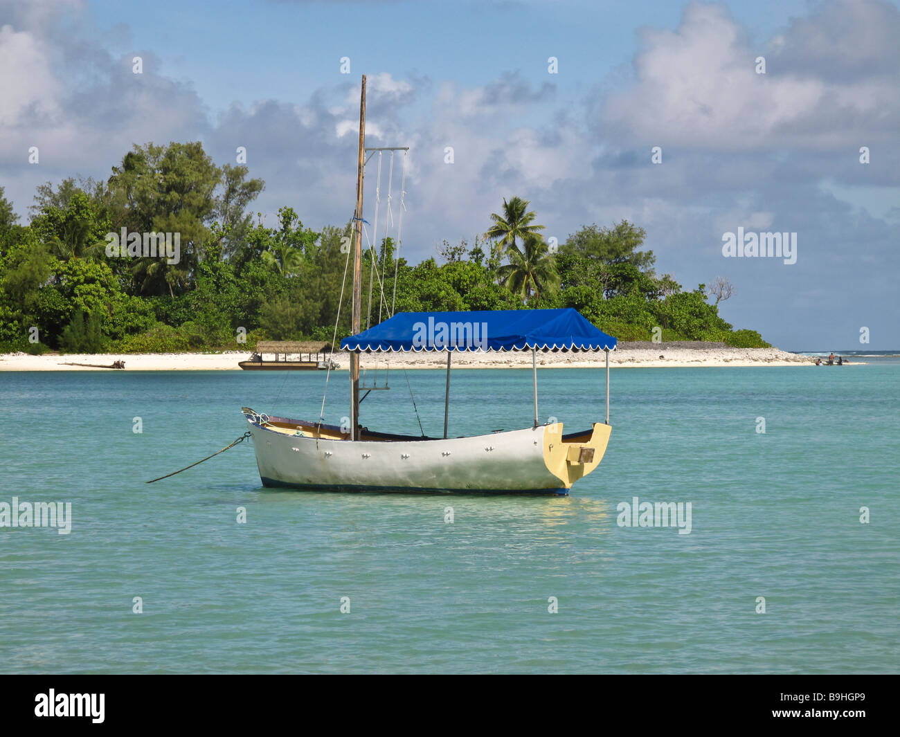 Barca a vela su Muri Lagoon Rarotonga Isole Cook Foto Stock