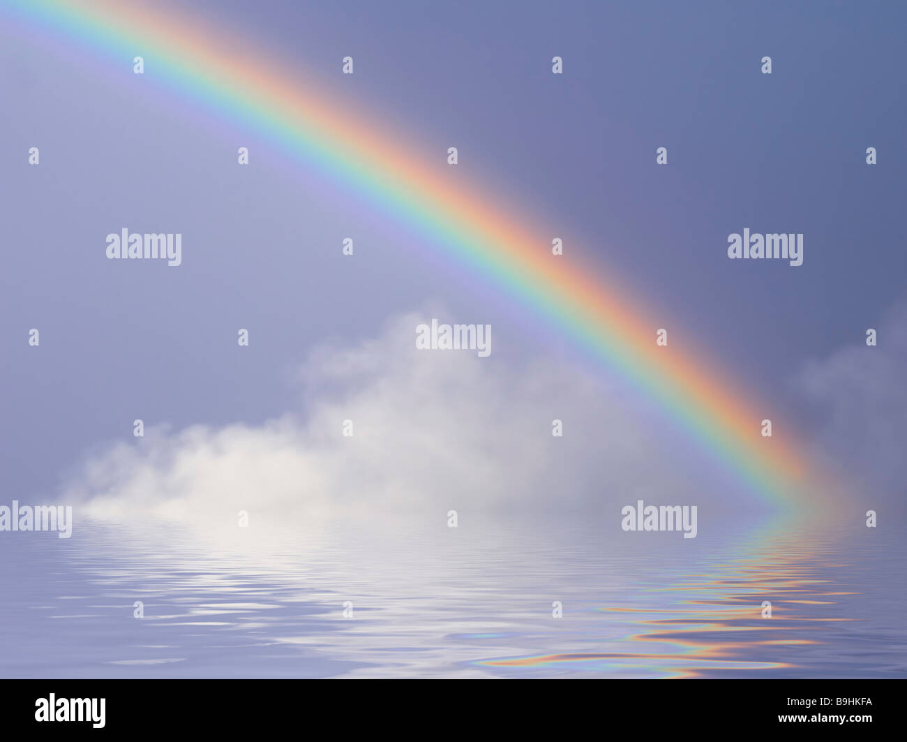 Rainbow con acqua la riflessione, sfondo Foto Stock
