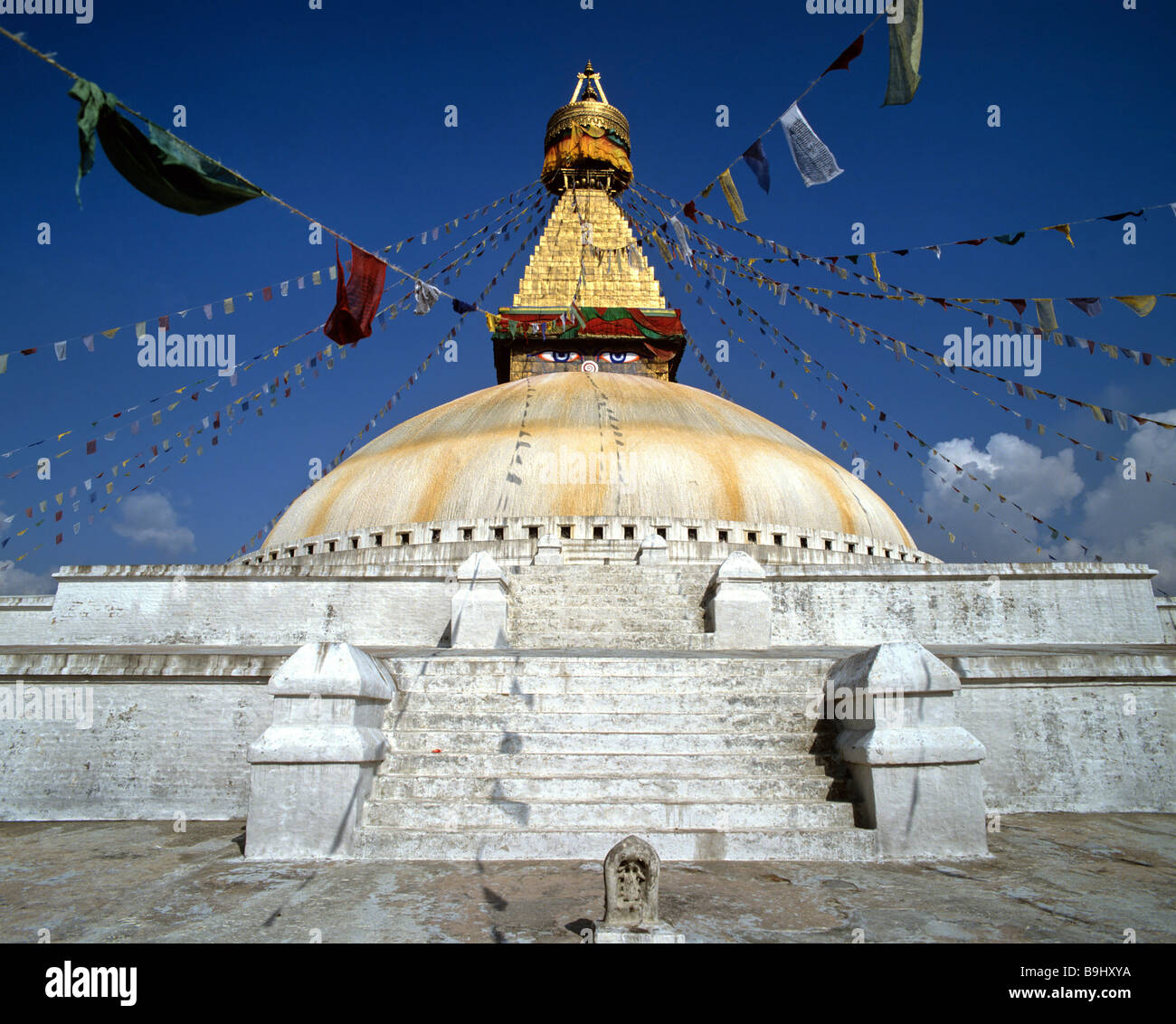 Stupa Boudhanath, Chabahil, Kathmandu, Nepal, Sud Asia Foto Stock
