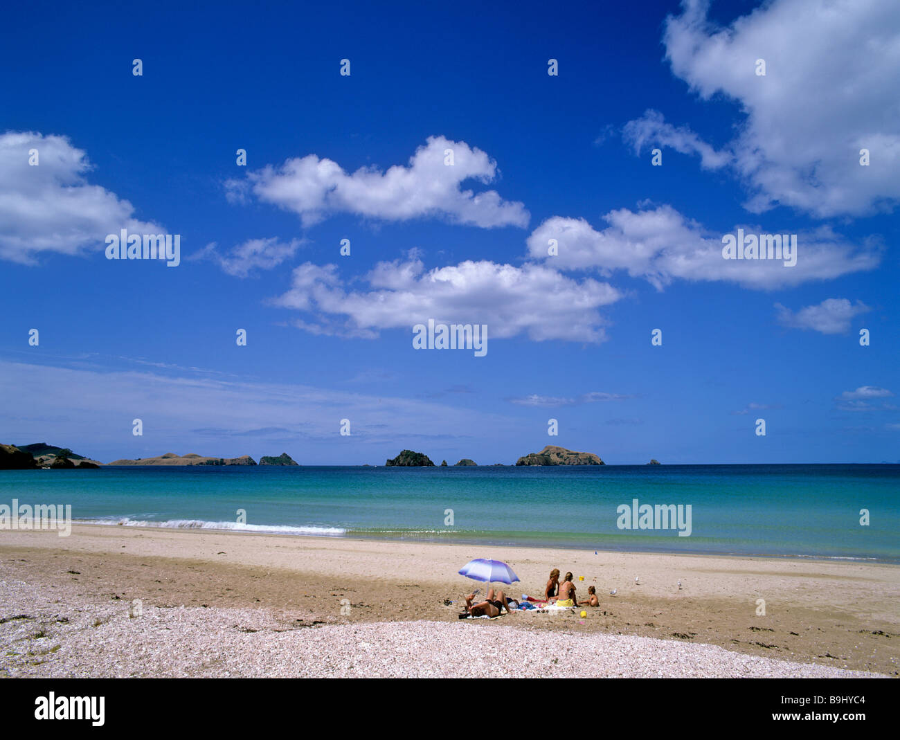 Spiaggia di sabbia, l'oceano, l'Isola del nord, Nuova Zelanda Foto Stock