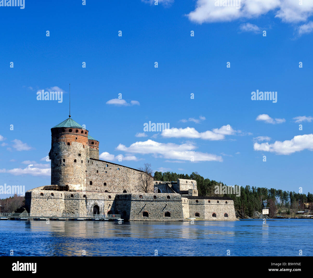 Olavinlinna castello, Castello d'acqua, Savonlinna, Est della Finlandia e Scandinavia Foto Stock