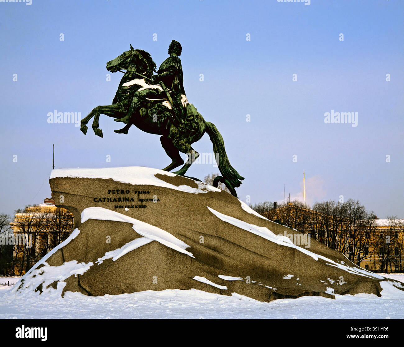 Rider Memorial, il pilota di ferro a San Pietroburgo, Pietro il Grande, Russia nordoccidentale Foto Stock
