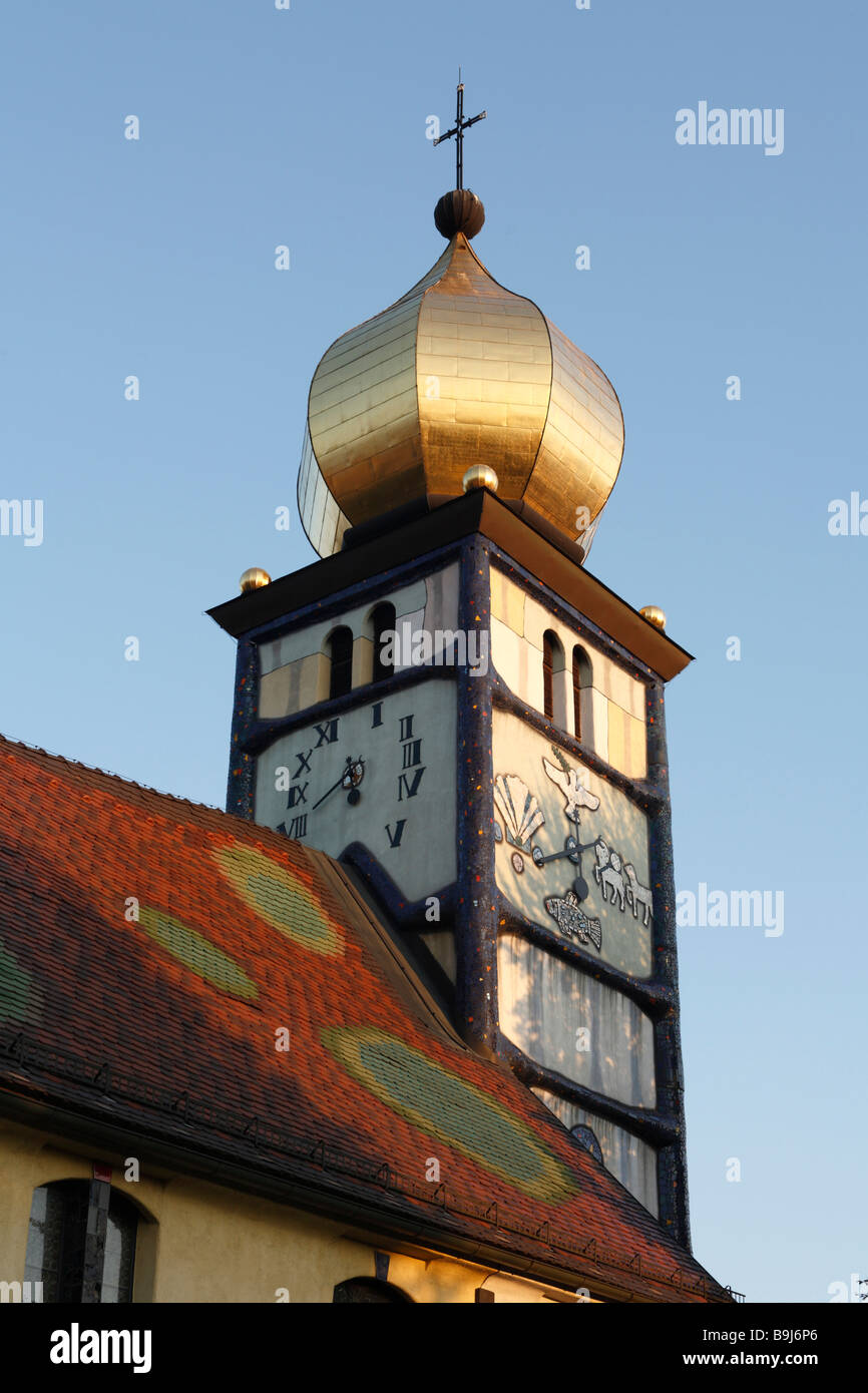 Chiesa Hundertwasser Santa Barbara in Baernbach, Stiria, Austria, Europa Foto Stock