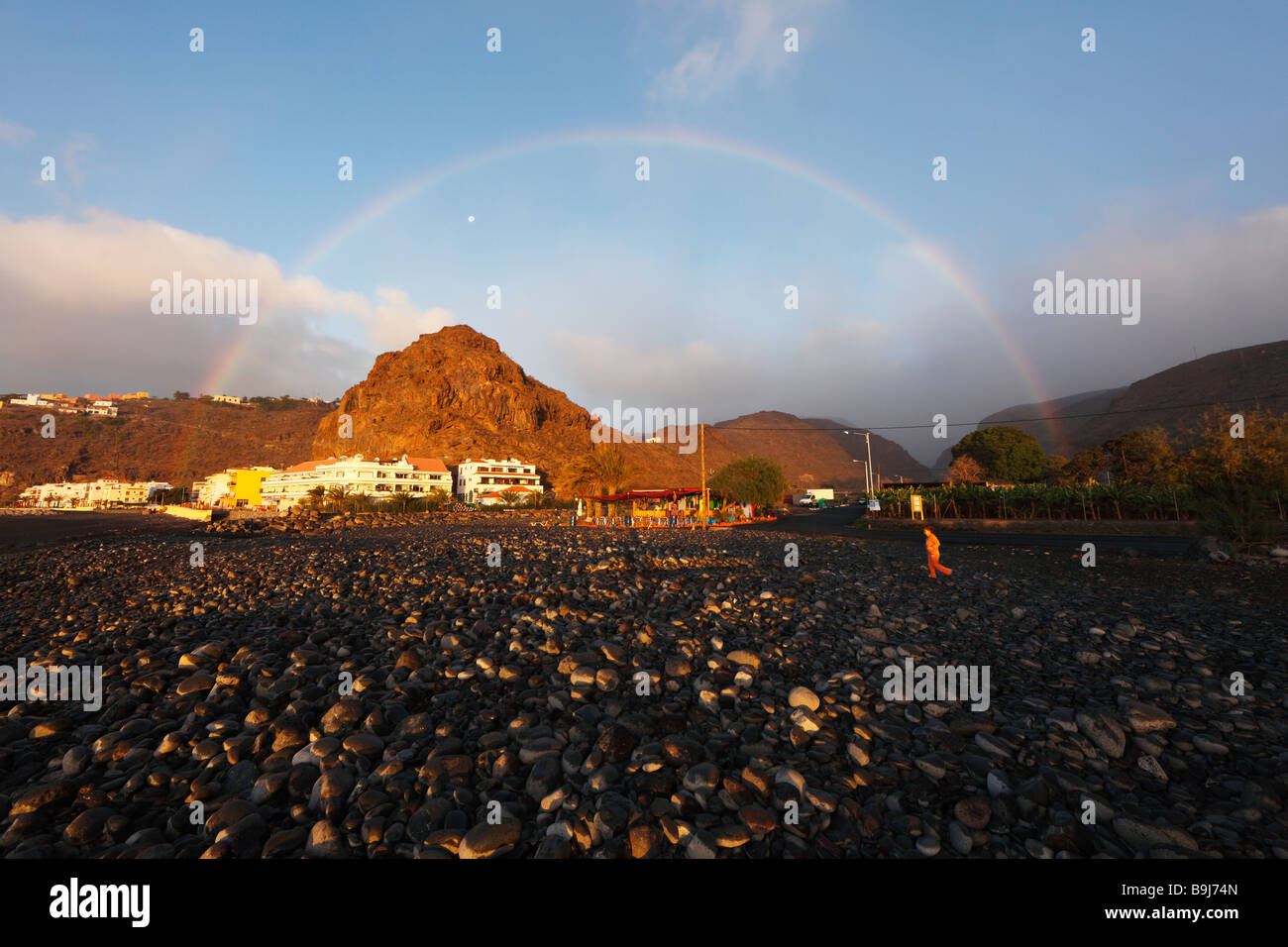 Rainbow in Playa de Santiago, La Gomera, Canarie, Isole Canarie, Spagna, Europa Foto Stock