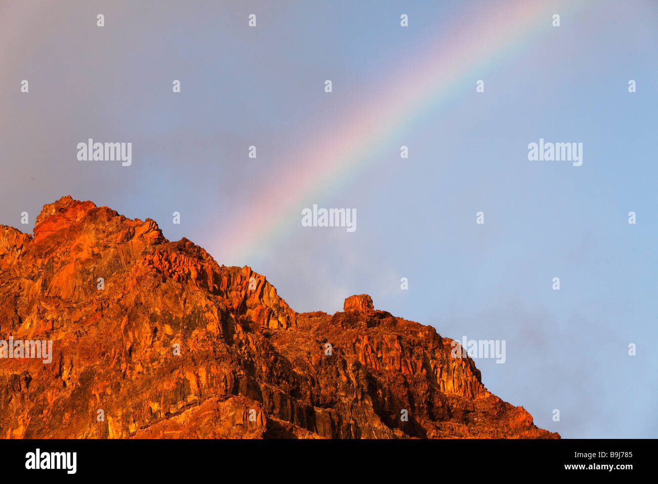 Arcobaleno nella Valle Gran Rey, La Gomera, isole Canarie, Spagna, Europa Foto Stock