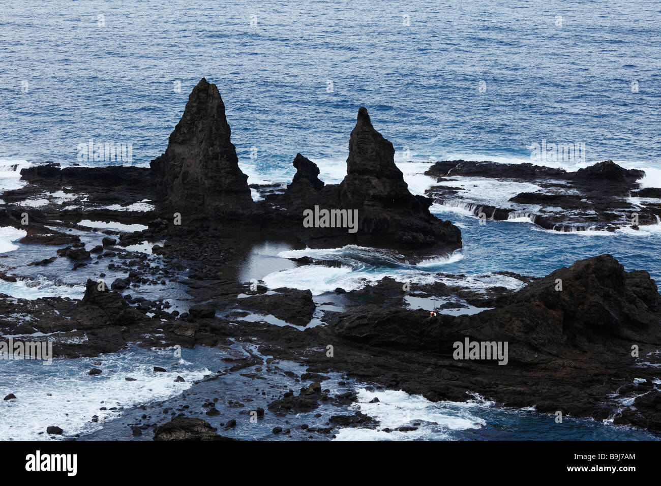 Le rocce vulcaniche vicino Arguamul, Roques de Arguamul, La Gomera, isole Canarie, Spagna, Europa Foto Stock