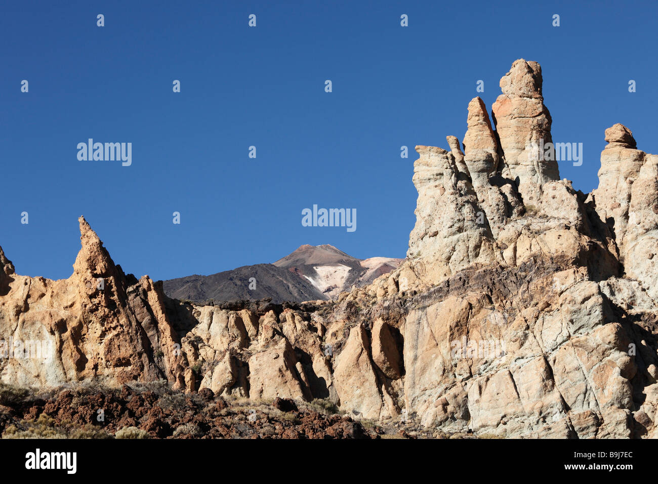 Roques de Garcia, Mt Teide, Canades del Parco Nazionale del Teide, Tenerife, Isole Canarie, Spagna, Europa Foto Stock