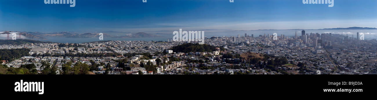 Vista panoramica di San Francisco di Twin Peaks, San Francisco, California, USA, America del Nord Foto Stock