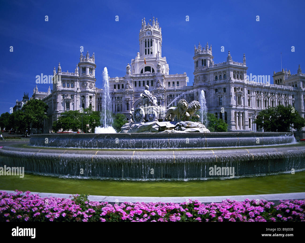 Spagna Madrid Plaza de Cibeles Cibeles-fontana capitale Europa Fuente de Cibeles pozzi e fontane di sistema lion-team Foto Stock