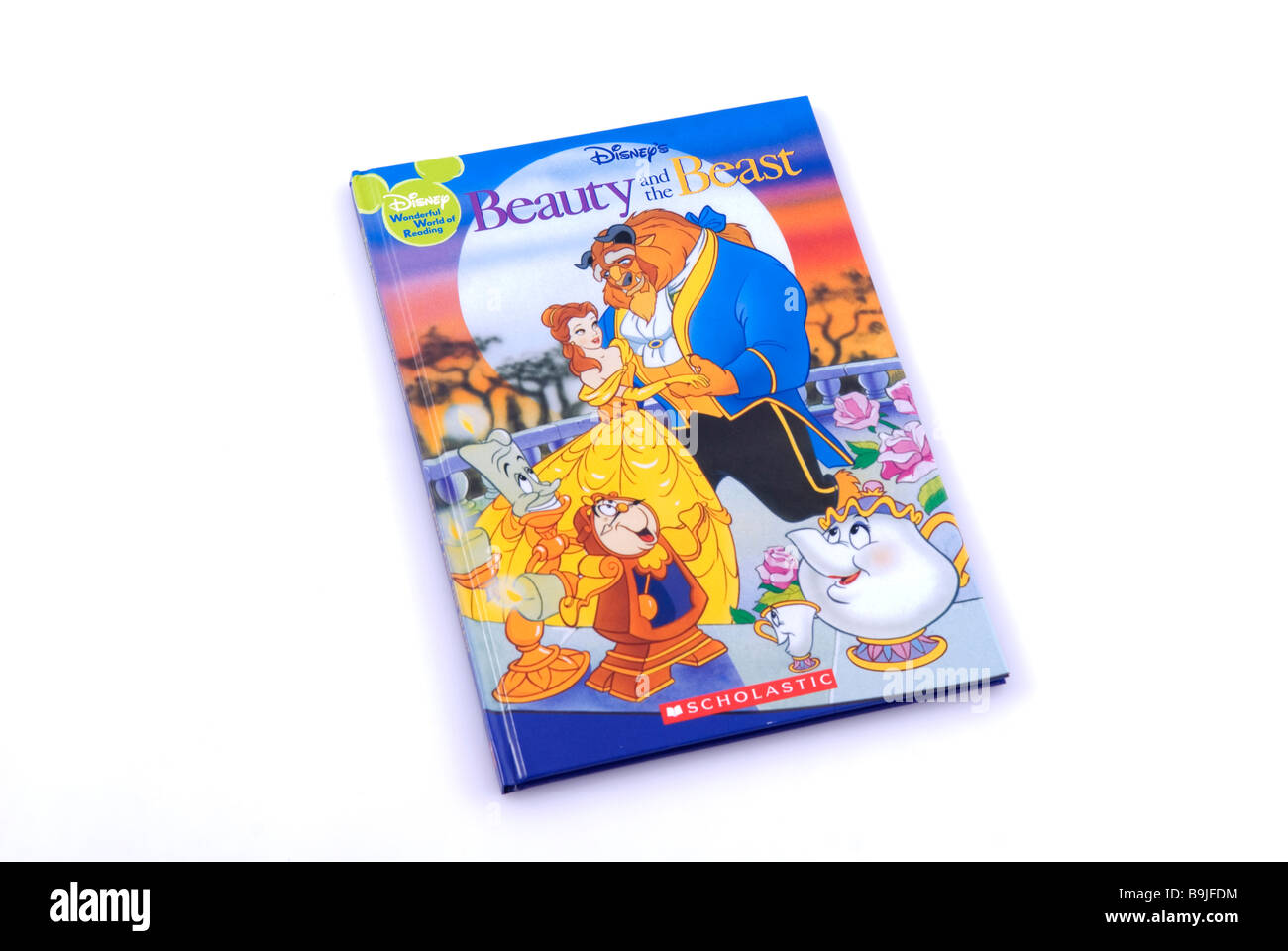 La bella e la bestia libro per bambini intaglio contro uno sfondo bianco Foto Stock