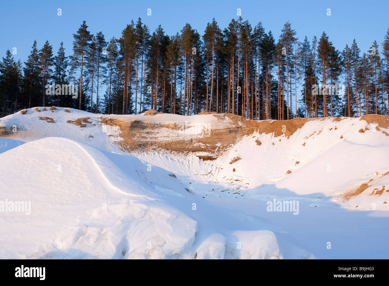 Estrazione di ghiaia e sabbia area a ice-age esker , Finlandia Foto Stock