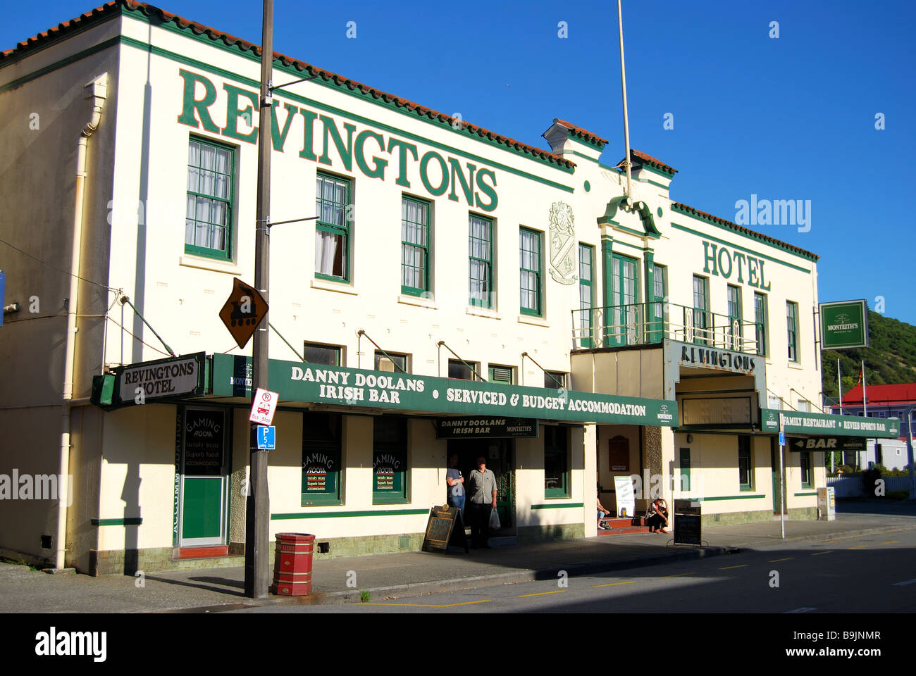 Hotel Revingtons, Tainui Street, Greymouth, Grigio distretto, West Coast, Isola del Sud, Nuova Zelanda Foto Stock