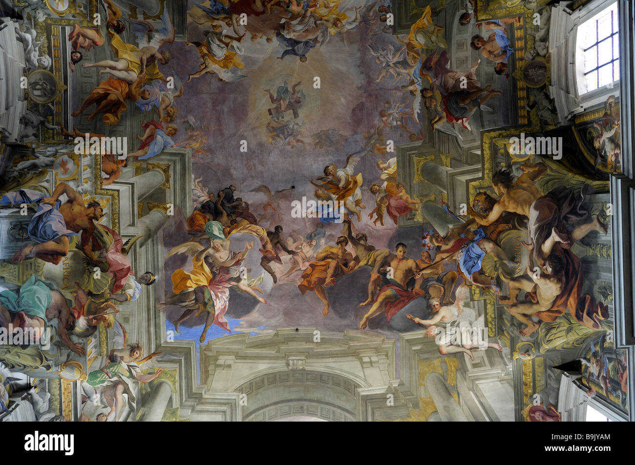Italia Lazio Roma, Sant Ignazio di Loyola chiesa nel Pantheon district, soffitto dipinto Foto Stock