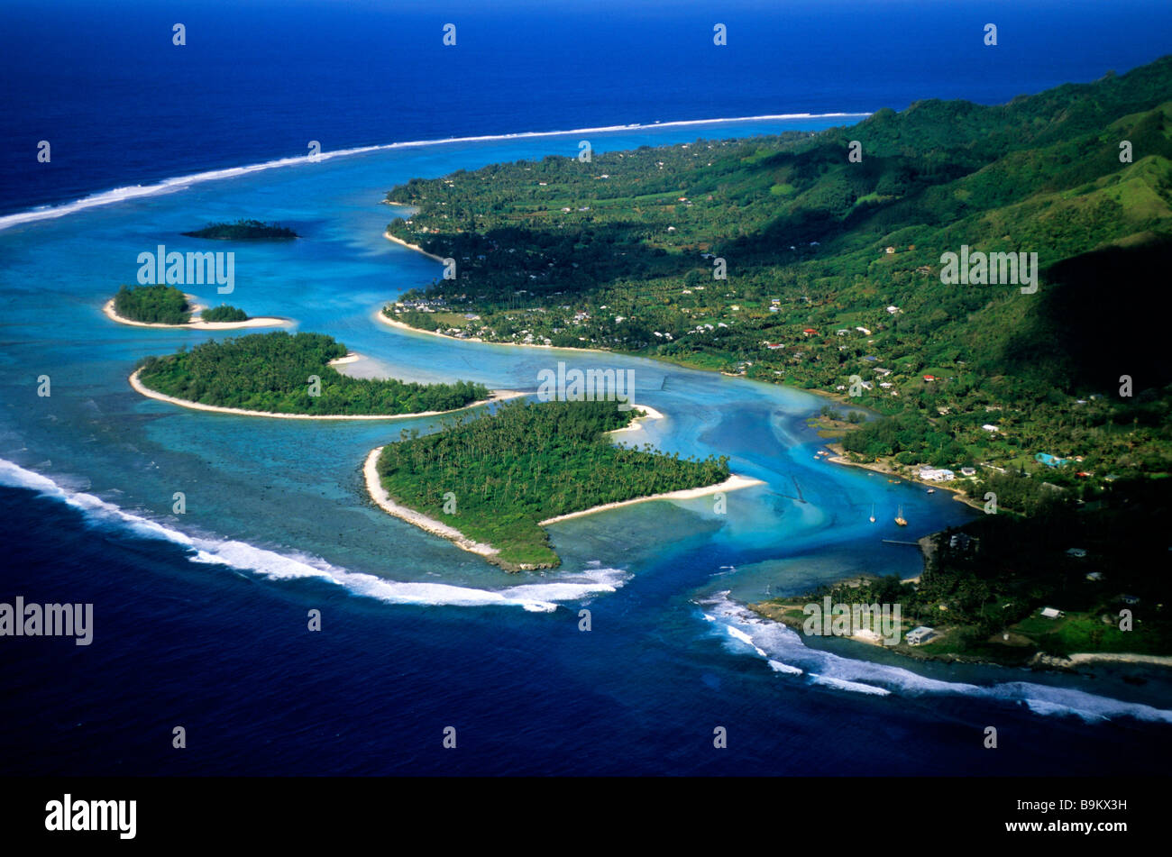 Sud Pacifico, cuocere arcipelago, Rarotonga Island (vista aerea) Foto Stock