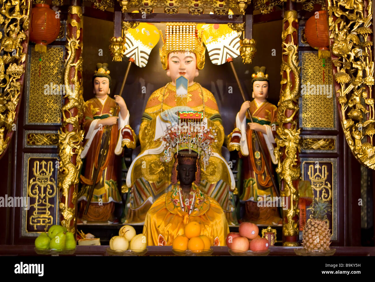 Interno del Thian Hock Keng Temple Singapore Foto Stock