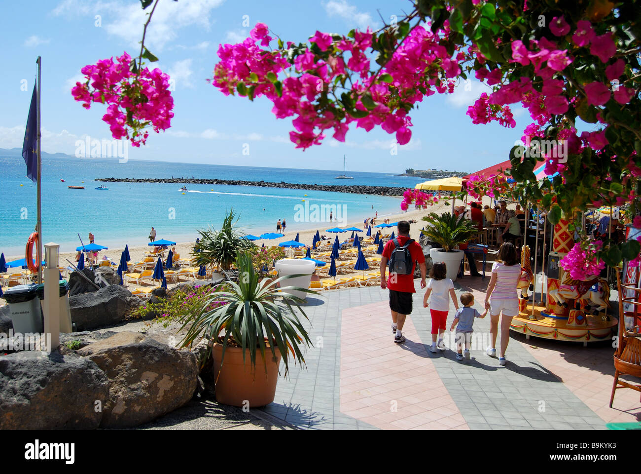 Lungomare di Playa Grande, Playa Blanca, Lanzarote, Isole Canarie, Spagna Foto Stock