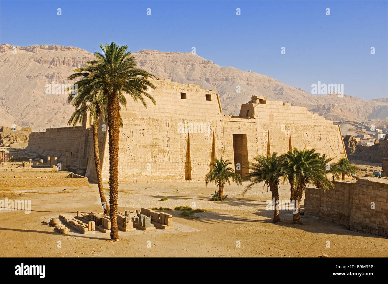 L'Egitto, la Valle del Nilo, banca occidentale, Tebe necropoli, Ramses III tempio di Medinet Habu Foto Stock