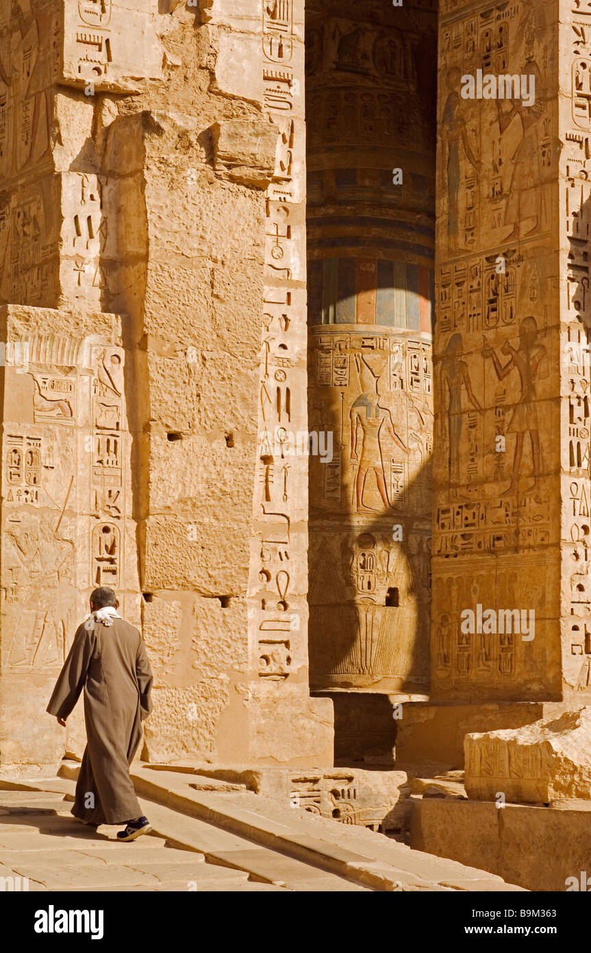 L'Egitto, la Valle del Nilo, banca occidentale, Tebe necropoli, Ramses III tempio di Medinet Habu Foto Stock