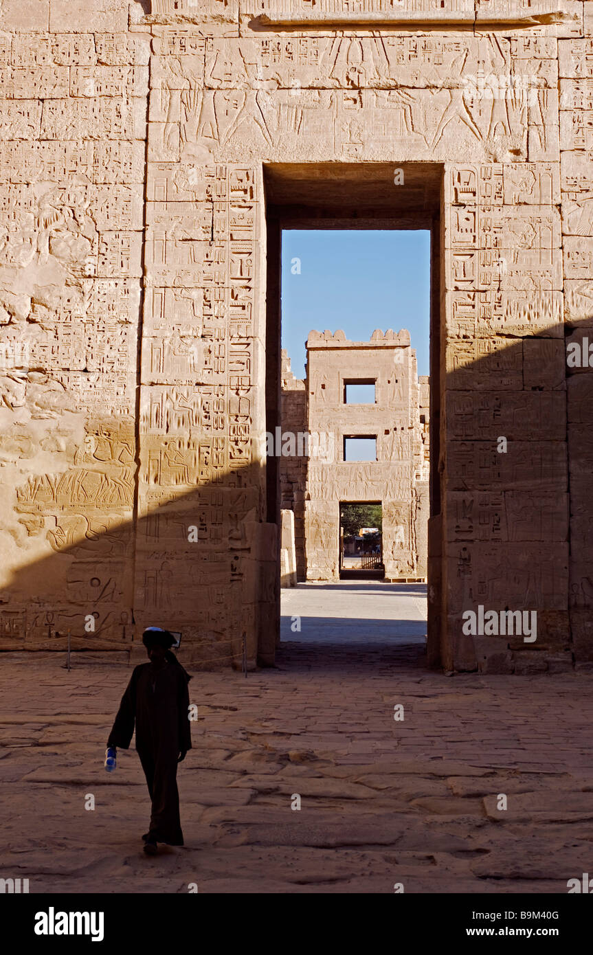 L'Egitto, la Valle del Nilo, regione di Luxor, banca occidentale, Tebe necropoli, Ramses III tempio di Medinet Habu Foto Stock