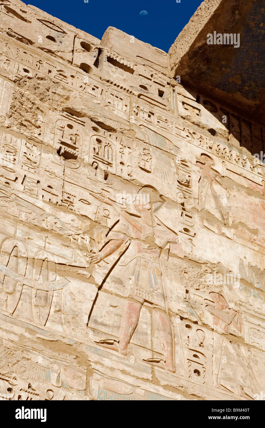 L'Egitto, la Valle del Nilo, regione di Luxor, banca occidentale, Tebe necropoli, Ramses III tempio di Medinet Habu Foto Stock