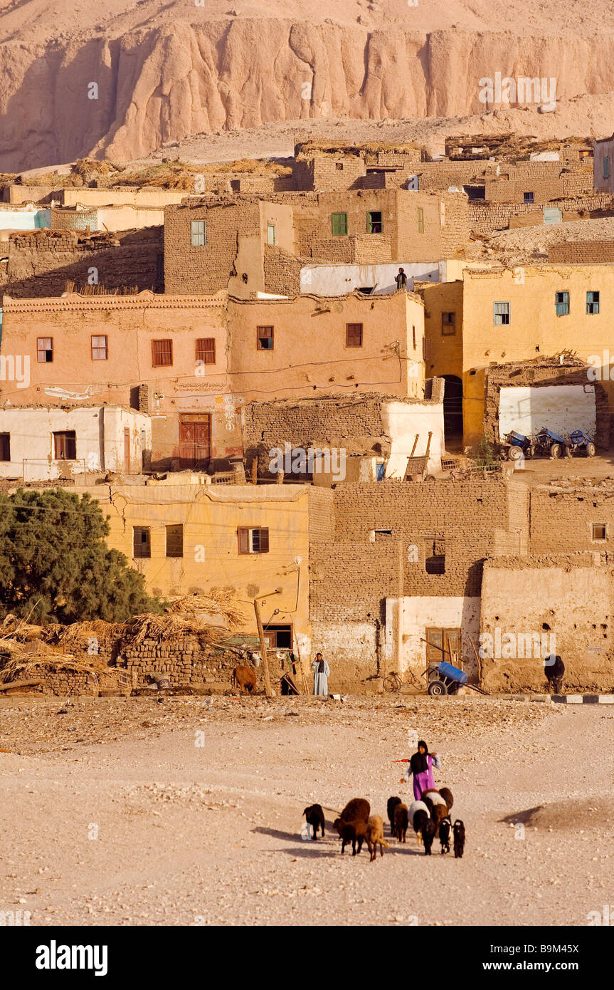 L'Egitto, la Valle del Nilo, Luxor, banca occidentale, Tebe necropoli, Qurna village Foto Stock