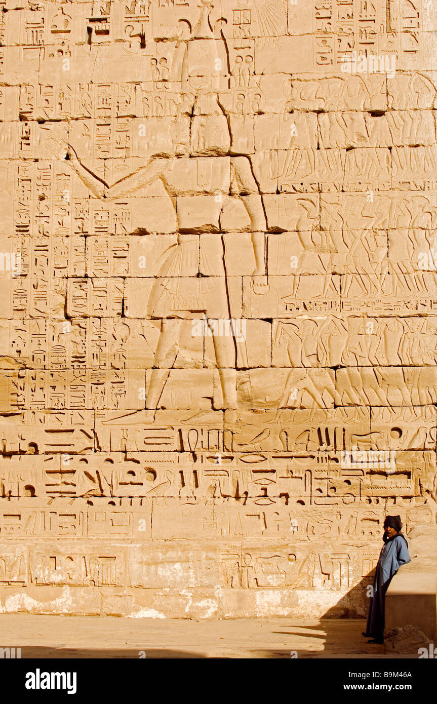 L'Egitto, la Valle del Nilo, banca occidentale, Tebe necropoli, Ramses III tempio di Medinet Habu Foto Stock