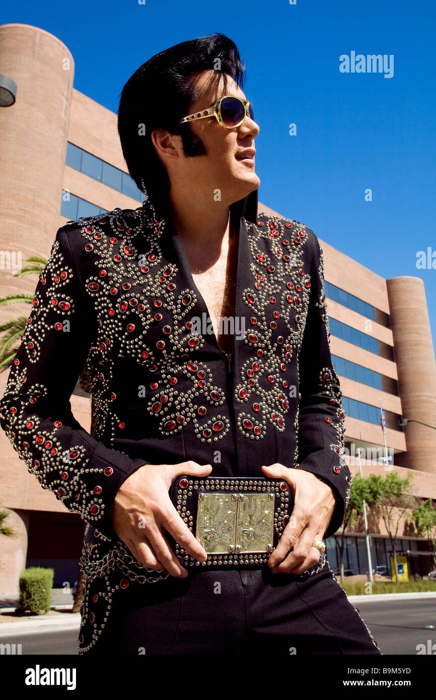 Stati Uniti, Nevada, Las Vegas Strip, sosia di Elvis Presley Foto Stock