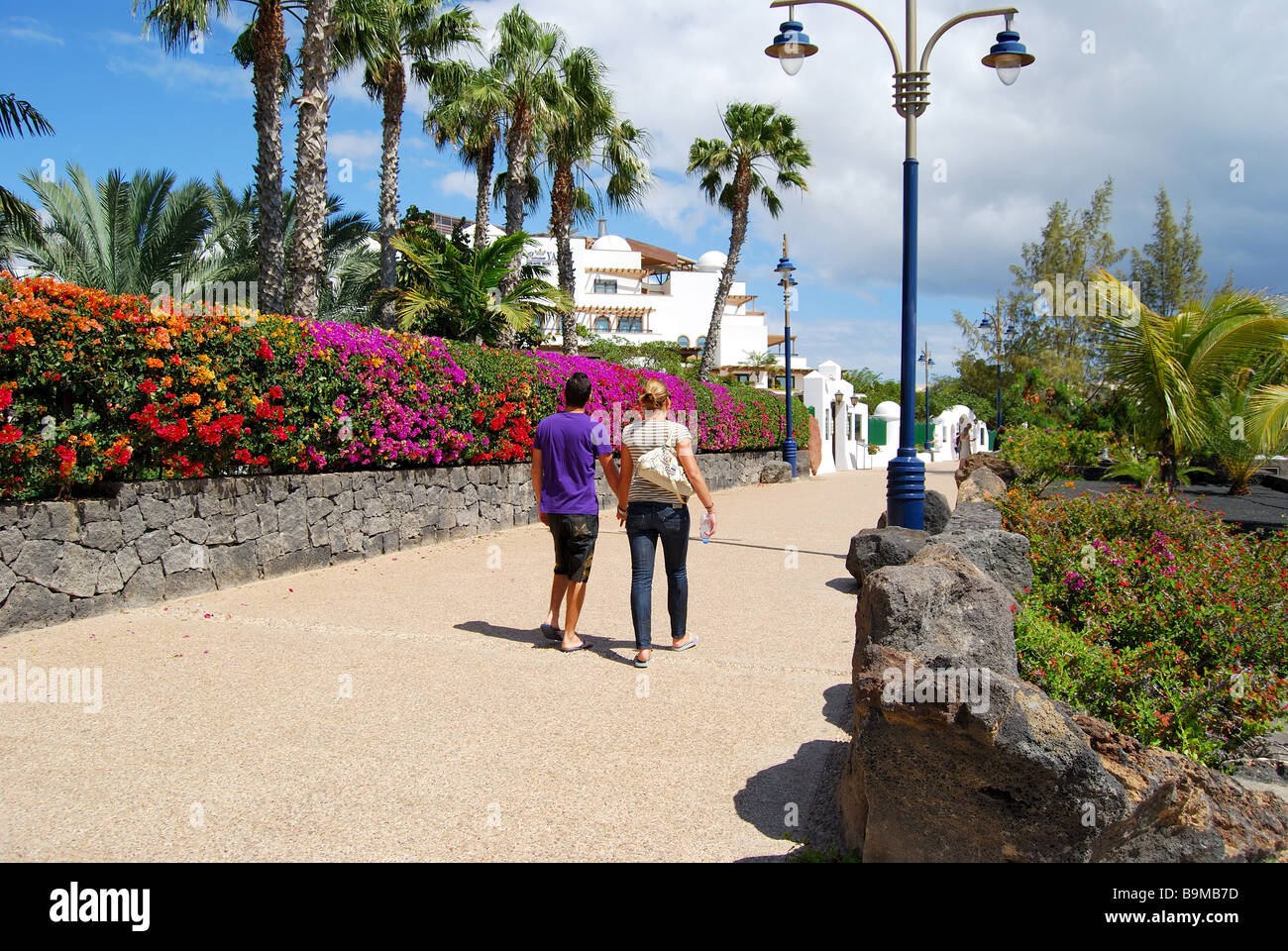Lungomare di Playa Grande, Playa Blanca, Lanzarote, Isole Canarie, Spagna Foto Stock